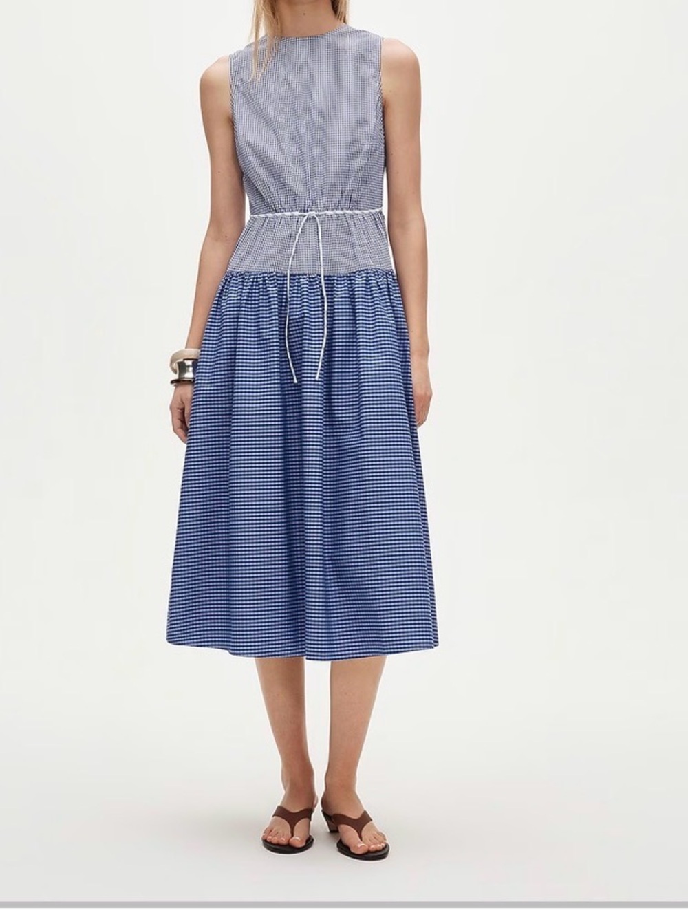 NWT! J. Crew Open-back dress in mixed gingham print Fit & Flare Tie Waist Detail